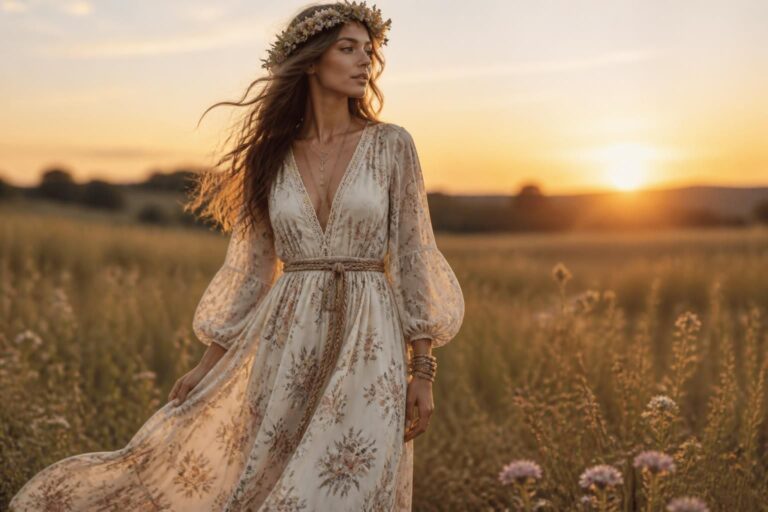 Robe bohème longue : style hippie chic romantique