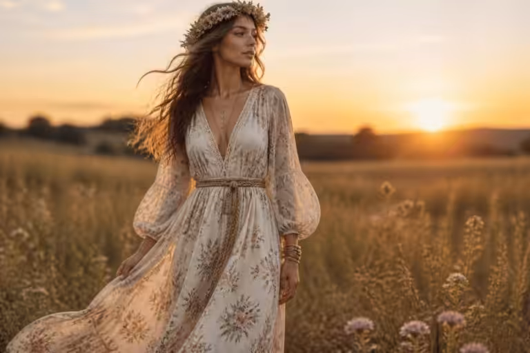 Robe bohème longue : style hippie chic romantique